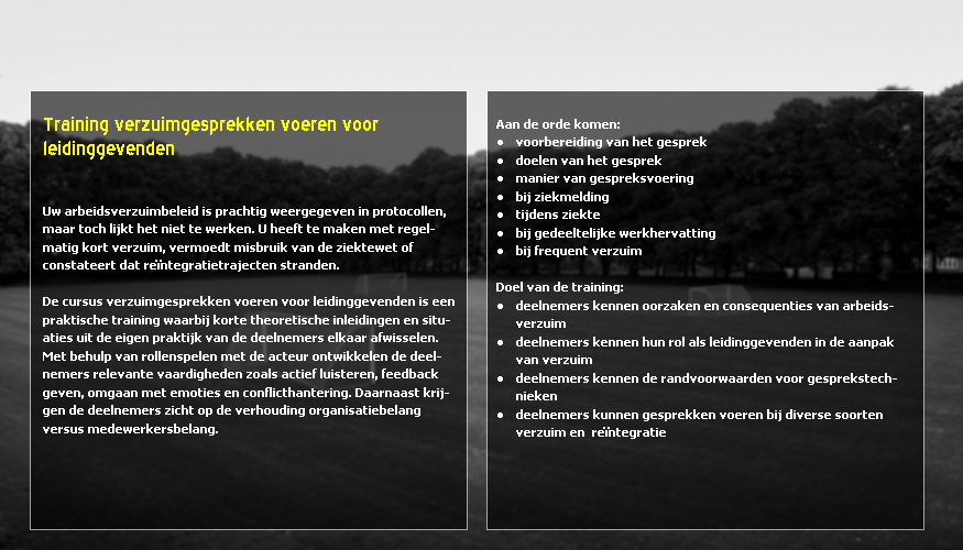 Training verzuimgesprekken voeren voor leidinggevenden.